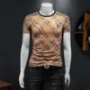 Fake Summer New High-End Quality Silk Cotton Mens Trend Kort ärm T-shirt QT6012AFD9905 {Kategori}