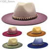 Breda Brim Hats Bucket Womens Fedoras Colorful Hat Jazz European och American Round Wool Bowling Felt Chain Fedora Trilby YQ240407