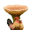 Garden Decorations Bird Bath Bowl Rooster Statue Figurine Decorative Gift Resin Feeder