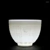 Tasses Saucers Suet de haute qualité Jade Porcelaine Heart Sutra Casse de thé de thé à la maison.Le bouddhisme est zen