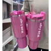 Stanleliness US Stock Cosmo Pink Tumblers Winter Pink Shimmery Limited Edition 40 oz Tumblers 40oz mugs deksel rietje grote capaciteit bier water fles valentijnsdag g cgwj