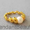 Ox horn Wrap Ring 18K gold plated stainless steel inlaid with pearl natural stone ring titanium steel ins net red ring