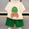 Enfants Summer Souts Girl Boy Short Short à manches Suit Child Clothing Fashion Tee Soild Color Pant Tenues Costume pour enfants