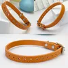 Fashion PU Leather Dog Collar Universal Size Plain Color Cat Collar Puppy Collar for Small Dogs Cats