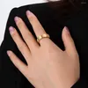 Cluster Rings Punk Pyramid For Women Gold Color Stainless Steel Lady Finger Minimalist Ring Fashion Jewelry Drop