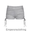 Dames Basic Gray High Tailed Elastic geplooide trekkoord Shorts Spicy Girl Sexy Slimming Sports Hot Pants
