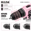 Hilda Electric Drill 12V Tournevis sans fil mini pilote d'alimentation sans fil DC Batterie lithiumon 240402