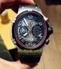 High version 45mm 0124 Japan VK Quartz Chronograph Movement Skeleton Dial Mens Watch PVD Black Steel Case Rubber Strap Sport Watch8239833