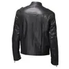 Heren Jackets Business Gentleman Warm Zipper Cardigan Pu Leather Stand Collar Slim Jacket