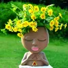 Vases Face Flower Pot Head Succulent Cute Resin Flowerpot With Drain Hole Home Decor Balcony Garden Decoration