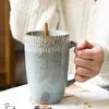 600ml Europa caneca de cerâmica retro com colher café consultório criativo para bebidas de chá para bebidas Casais Presente 240407