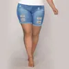 Shorts jeans de tamanho grande feminino curva alta cintura estirada rasgada bainha angustiada Jean 2xl OUC1532 240329