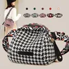 أكياس التخزين Houndstooth Oxford Cloth Women Women Crossbody Bag Backsual Backmal Messenger Nylon Canvas الكتف في منتصف العمر