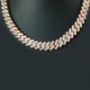 Partihandel Hip Hop -smycken utformad med Moissanite Diamond Cuban Link Chain 14kt Rose Gold Fullt Iced Out Designer Halsband