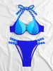 Kvinnors badkläder 2024 Färgglada låshängare Push Up Bikini Hanger Badkläder Kvinnor Sexig badkläder Kvinnor Badrum Badkläder Beach Suit J240403