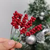 Decorative Flowers 50/5pcs Christmas Artificial Berry Branches Fake Holly Berries Flower Bouquet DIY Wreath Xmas Tree Ornament Wedding Home