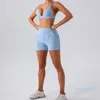 Al-Women's Yoga Bras nya trendiga sportbh ribbade shorts avslappnad körning sexig fitness tank top andningsfickor tränar korta svettbyxor mångsidiga sportkläder