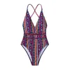 Kvinnors badkläder Bikini Set Bohemian Style Tryckt baddräkt Sexig Suspender Backless Beach Party 2024