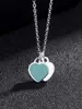 Designer merk goud dubbele hart email ketting voor vrouwen tiffays dezelfde blauwe perzik kraagketen met logo