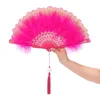 Dekorative Figuren Feder Hand Fan handgefertigt spanische Spitzenquasten Tanz Fans Chinesische luxuriöse Hochzeitsfeier Geschenk Home Decor