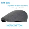 Skąpy brzeg kapelusze bawełniane wiadomości męskie miękki miękki casual beret solidny unisex retro kierowca płaski kelner Q240403