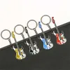 Keychains Lanyards Harajuku Y2K Guitar Love Heart Star Keychain Womens Sweet and Cool Trend Fashion Pendant Retro Aesthetic Bag Charm Accessories Q240403