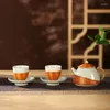 Teaware sets niet-Heritage high-end handgemaakte bamboe cup anti-Scald Tea Dehua keramische één pot twee kopjes teapot set pak