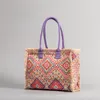 Retro Floral Canvas Beach Tote Sacs avec gland grand épaule Big shopping sac à main sac rose sac de fourre