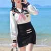 Kleding sets sexy vrouwelijke Sailor -uniform Koreaanse roze stropdas witte top bodycon rok Japanse schoolmeisjes jk pak cos kostuums vrouwen