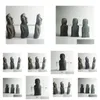 Objetos decorativos Figuras de cimento Concreto Páscoa Ilha Gargonha como Moai Scpture Droga Droga Droga Decoração de jardim da casa ACC DHCAX