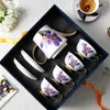 Set di stoviglie Bone Cina Cupi di caffè Butterfly Box Set di scatole da regalo di tè di lusso European European European Pomeriggio