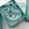 Brand de créateur Tiffays S925 Silver Enamel Love Ball Blue Heart Collier Fashion Pink Poly Pendant