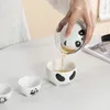 Teaware Sets Cute Panda Ceramic Travel Tea Set Handmade Easy Clean Matcha Tool Stand Kit Bowl Gift Outdoor Portability Accessorie