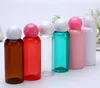 Storage Bottles Wholesale 30ml Empty PET Shampoo Bottle With Sphere Shape Lid Colorful Small Sample Vials Screw Cap