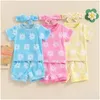 Clothing Sets Lovely Summer Born Baby Girls Flower Embroidery O-Neck T-Shirts Shorts Headband Infant Casual Soft Outfits Drop Delivery Ota4G