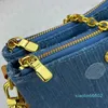 Tasarımcı Crossbody Bag denim deri cüzdan tasarımcısı fermuar debriyaj çanta vintage omuz çantaları altın zincir eski çiçek mektubu telefon cep kartı tutucu