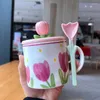 Mokken Tulip Water Cup met deklepel Mok huishouden keramiek