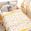 Blankets 105 105cm Bamboo Cotton Baby Muslin Swaddle Blanket Cute Soft Printed Towel Wrap