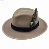 Wide Brim Hats Bucket Feather Trilby Curved Eaves Classic Fedora Hat Mens Burger Bow Vintage Winter and Autumn Sombrero hombre yq240407