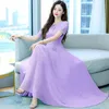 Платья для вечеринок 2024 Summer Fashion Solid Color Женская одежда в середине длины талия тонкие шифоновые платья пляж Большое свинг-юбка женская тенденция