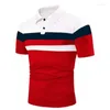 Men's Polos Short Sleeved Chest With Three Striped Color Blocking Trend Fashionable And Slim Fitting Versatile