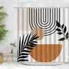 Shower Curtains Abstract Art Nordic Wind Boho Curtain Polyester Bath Accessories Morandi Color Block For Bathroom Decor Hooks
