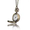 懐中時計ファッションリリーフ小さな時計ブロンズカボチャボール女性のためのチェーンギフトヴィンテージネックレスペンダント