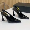 New Fashionable Shiny Buckle High Heel Shoes for Women with Small Square Headed Thin Heels and Sexy Headband Back Sandals