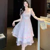 Partykleider elegante rosa Blumensequis Casual Beach Kleider für Frauen Sommer Fashion Chic Ruffled Prom 2024 Korean Bodycon