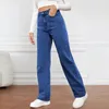 Pantalon féminin Jeans Vintage Stretch Washed Denim Fashion polyvalent haute taille droite Streetwear Casual Casual Ligne