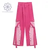 Jeans pour femmes pantalon de cargaison denim rose femmes