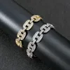 S925 Silver Bracelet Mens Hip Hop Pig Nose Cuba Chain Micro ingelegde vierkante Zirkoon Hip Hop Mens Hiphop -armband