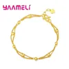 Bracelets de charme Simple 925 Sterling Silverbracelet Gold Color Rounds Perles Gliding Ajustement bracelet bracelet Fit Perle Diy Europe Bijoux