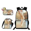 Рюкзак мультфильм новинка Cool Ballet 3D Print 3PCS/SET SUT SUCIL SCHOOL BAGS СУМКА НАДЕЛА